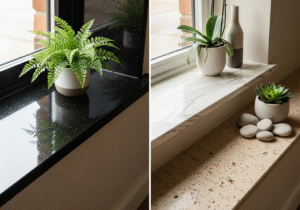 Parapety wewnętrzne z kamienia naturalnego: Dobór materiału do koloru ścian i podłogi.